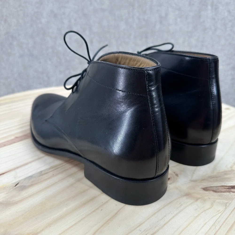 Ace Marks Black Leather Chukka Oxford Boots‎ 9 Ankle Dress Lace Almond Toe Shoes